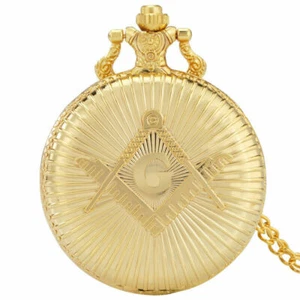 Retro Masonic Freemason Quartz Pocket Watch for Men Women Necklace FOB Chain - Picture 1 of 12