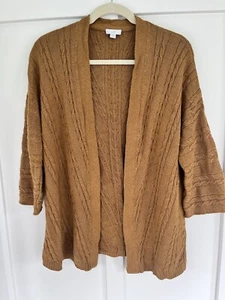 J Jill Sz M Cable Knit Cardigan Sweater 3/4 Sleeve - Picture 1 of 5