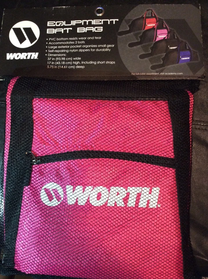 Worth Pink Black Equipment Bat Bag Baseball Softball Holds 2 Bats