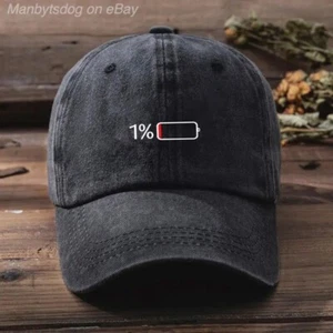 GORRA DE BÉISBOL DE BATERÍA BAJA 1% BAJA ENERGÍA GRIS/NEGRA VENDEDOR DE EE. UU. ¡Envío rápido! - Imagen 1 de 6