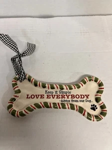 NEU Christbaumschmuck Hundeknochen Weihnachtsschmuck "Love Everybody" Welpe - Bild 1 von 4