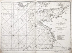 Atlantic Ocean France Coast Great Britain Ireland Sea Map Mannevillette 1775 - Picture 1 of 1