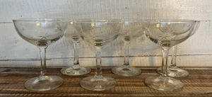 Set 6 Vintage MCM Barware Quartzex Crystal Star Dust Atomic Champagne Coupe - Picture 1 of 5