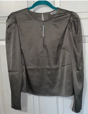 Blusa Kimberly WALTER BAKER Gris Gunmetal Charmeuse NUEVA CON ETIQUETAS $198 S Foto 1 de 4