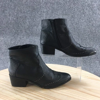 Botas Universal Thread para mujer 8 Sariah Western negras cremallera lateral tachonadas tacón bloque Foto 1 de 4