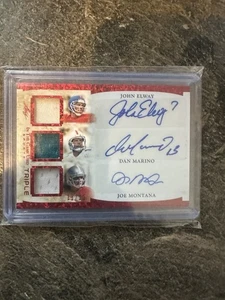 Elway Montana Marino 2022 Leaf Game Used Spectrum Red GU Jersey Auto 11/15 - Bild 1 von 2