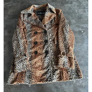 Loire NY Women's Large Leopard Animal Print Lined Coat Double Breasted Jacket - Picture 1 of 12