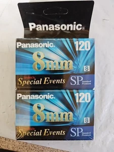 2 Panasonic 8mm 120 SP Blank Video Tapes Special Events Standard Premium NEW H - Picture 1 of 3
