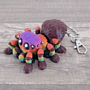 Mini Spider 3D Printed Articulated Flexi Fidget Toy- Keychain 2.75" - Rainbow - Picture 1 of 8
