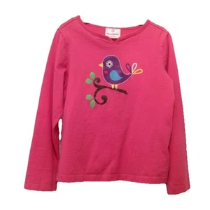 Hanna Andersson Shirt Mädchen Größe 120 US Größe 7 Rosa Langarm Vogel Aufkleber - Bild 1 von 5