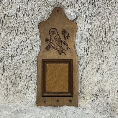 Owl Wood Letter Holder Key Hooks Mail Organizer Wall Mount Vintage MCM - Image 1 of 4