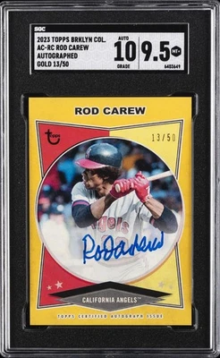 2023 TOPPS BROOKLYN COLLECTION AUTO GOLD #RC ROD CAREW /50 SGC 10 AUTO 10 - Image 1 of 2
