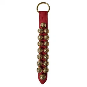 Red Leather Strap with 16 Moyer Bells Sleigh Bell Door Hanger 16 In Made in USA - Picture 1 of 2