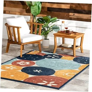 Crissie Coastal Sand Dollar Indoor/Outdoor Area Rug, 8x10 8' x 10' Blue - Picture 1 of 7