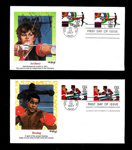 1984 Summer Olympics First Day Of Issue Unaddressed Fleetwood Cachet 2048- 2051 Cover