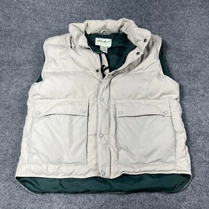 Vintage Eddie Bauer Vest Mens Large Beige Goose Down Puffer Utility Outdoors - Picture 1 of 13