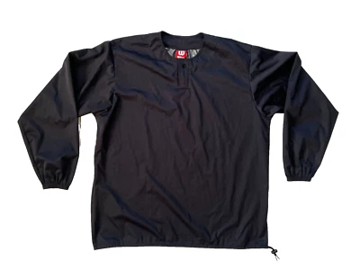 CHAQUETA DE ÁRBITRO DE BÉISBOL WILSON Negra Delgada Hecha en EE. UU. Rompevientos Abrigo de Gimnasio Para Hombre L Foto 1 de 4