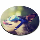 Round Mouse Mat - Funny Biker Chihuahua Dog Office Gift #16415