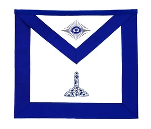 DELANTAL DE OFICIAL DE LOGIA AZUL MASÓNICO BORDADO A MANO - GUARDIÁN SENIOR - Imagen 1 de 3