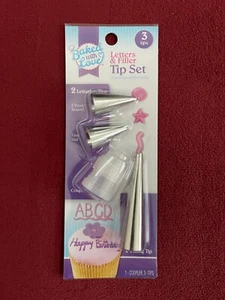 Baked With Love TIPS SET + COUPLER Cake Decorating Tool LETTERS & FILLER **NEW** - Picture 1 of 1