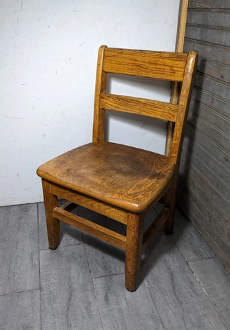 Vintage Rustic Mission Solid Oak Wood Child Student School Chair B32 Cover