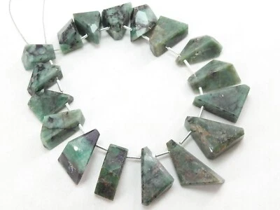 Brioletes de forma elegante facetados esmeralda natural/hilamento de 17 piezas 24X11 a 13X9MM/WM Foto 1 de 4