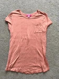 Say What? Girls Peach Embellished Short Sleeve Shirt Top Size XL 14/16 VGUC - Bild 1 von 2