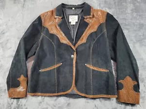 Cripple Creek Lederjacke Damen 3XL schwarz Western Cowgirl Wildleder Rodeo Druckknopf - Bild 1 von 14