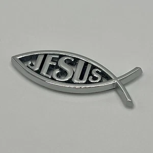 Jesus Emblem Christian Fish Sticker Badge 2”x0.75” Car Auto Small 3D Decal NEW - Picture 1 of 4