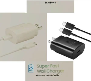 Samsung Fast Wall Charger TA800 25W PD 3.0 w/ USB-C Cable 3ft - Black / White - Picture 1 of 3