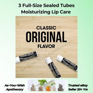 ChapStick Classic Original Lip Balm 3 Pack Sealed Tubes Moisturizing Lip Care - Picture 1 of 3