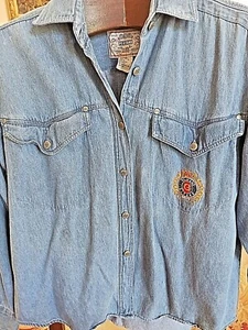 Camicia vintage Gitano Denim Chambray con bottoni in metallo e logo crestato. Tg. M - Foto 1 di 8