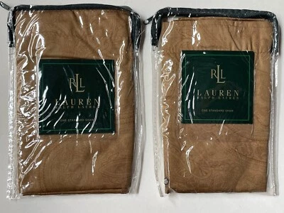Pair NEW *Ralph Lauren ~STANDARD Pillow SHAMS Camel DONCASTER Paisley Vintage - Image 1 of 4