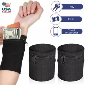 2 x poche poignet portefeuille pochette sac bande fermeture éclair pour course voyage gym course sport - Photo 1 sur 17