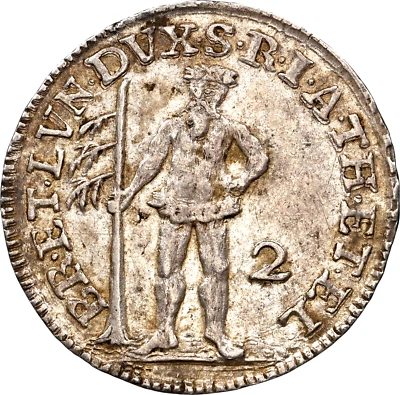 1738 German State Brunswick Luneburg Calenberg Wildman 2 Mariengroschen NGC XF45 - Image 1 of 3