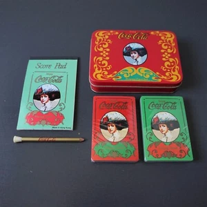 Coca Cola Tin Playing Cards Decks Score Pad Pencil New *READ - Picture 1 of 18