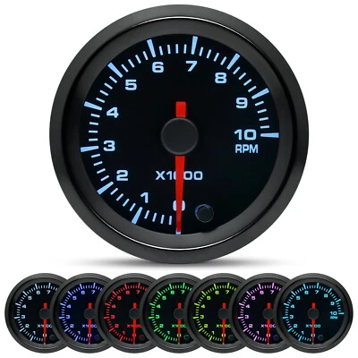 2" 52mm 7 Colors LED Tachometer Gauge 0-10000RPM Tacho Meter For Car Auto - Image 1 of 4