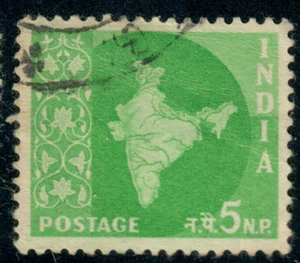 India - 1957 - Map of India - 5NP - #2285 - Picture 1 of 1