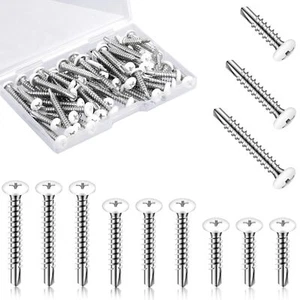 120 Pcs #8 White Pan Head Screw White Sheet Metal Screws Self Tapping Screws for - Picture 1 of 3