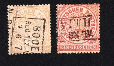 Nord Deutsches Postbezirk 1869 set of stamps Mi# 15-16 used CV=4$ - Image 1 of 2