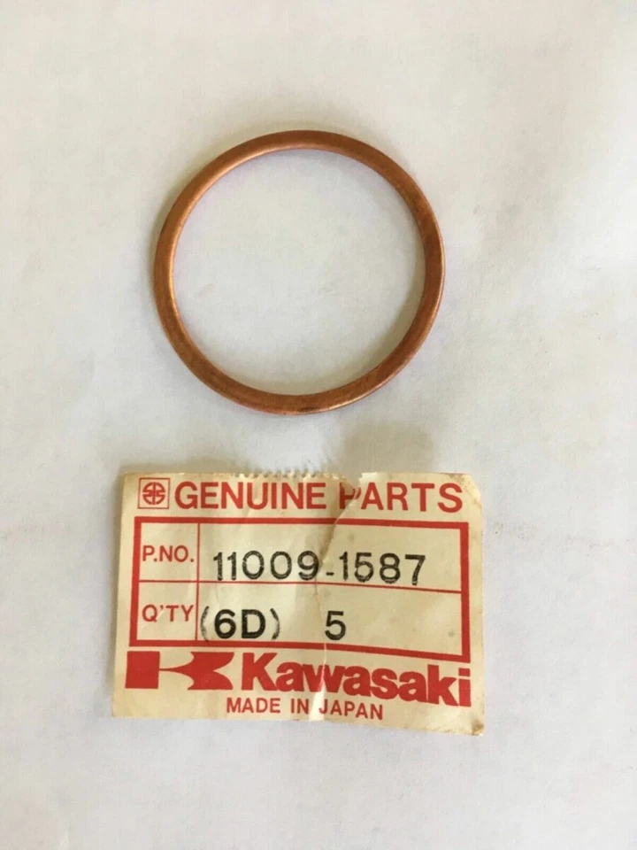1986-1988 NOS Kawasaki 11009-1587 Exhaust Pipe Gasket KX125 KX250 KDX200 KDX250 - Image 1 of 4
