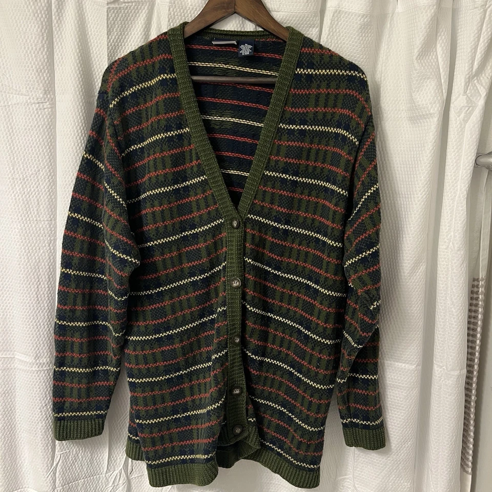 Cárdigan vintage para mujer Lizsport a cuadros verde azul marino rojo mediano 100 algodón Foto 1 de 3