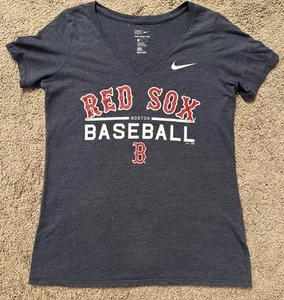 Boston Red Sox The Nike Tee Womens Shirt Medium Short Sleeve Blue V Neck MLB - Picture 1 of 5