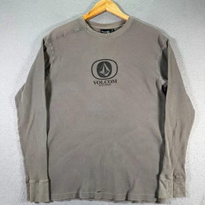 Vintage Volcom Stone Thermal Long Sleeve Top Women XL Gray Classic Logo Surf Y2K - Picture 1 of 15