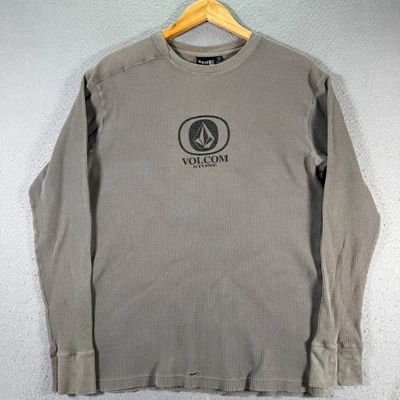 Vintage Volcom Stone Thermal Long Sleeve Top Women XL Gray Classic Logo Surf Y2K - Image 1 of 4