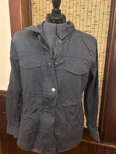 Croft & Barrow Damen grau Baumwolle Denim Stil Jacke Reißverschluss Ip & Druckknopf Petite PL - Bild 1 von 2