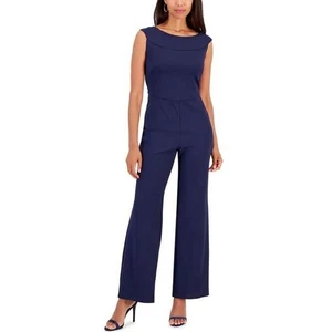 Connected Apparel Women's Crepe Boatneck Jumpsuit in Navy Blue Size 16 $79 - Picture 1 of 3