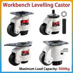 Castors Wheels Heavy Duty Swivel Workbench Levelling Castor Wheel MAX 3000kg Set - Picture 1 of 40