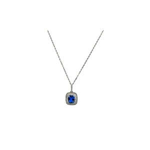 Women's Sterling Silver Blue Cubic Zirconia Pendant and 18" Necklace Set - Picture 1 of 6