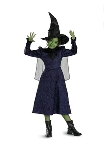 Exklusives böses Elphaba Deluxe Kinderkostüm Kleid Cape & Hut Mädchen 6-6X - Bild 1 von 4